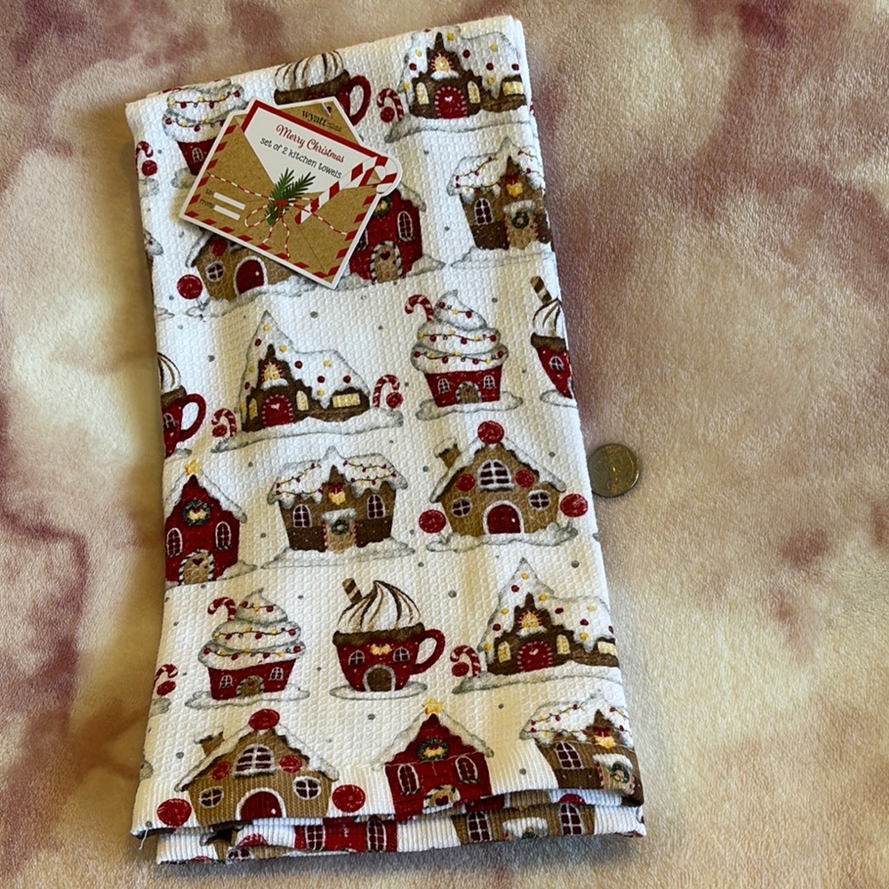 Gingerbread Houses Christmas Kitchen Towels Set of 2 NWT %100 Cotton - Picture 15 of 16